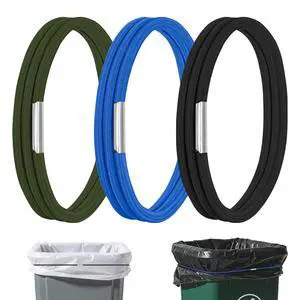 Trash Can Rubber Bands Set of 3, Heavy Duty Elastic Garbage Can Bands Fit 1330 Gallon Trash Cans, Secure Trash Bag Holder for Kitchen, Office, Garage, Litter Box (Black Blue Green) Trash Can Rubber Bands Set of 3, Heavy Duty Elastic Garbage Can Bands Fit 1330 Gallon Trash Cans, Secure Trash Bag Holder for Kitchen, Office, Garage, Litter Box (Black Blue Green)
