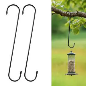 12 Inch Large S Hooks for Hanging Plants, Black Metal Heavy Duty Long Hook for Hanging Bird Feeder, Bird House, Clothes, Wind Chimes, Flower Basket, 2 Pack 12 Inch Large S Hooks for Hanging Plants, Black Metal Heavy Duty Long Hook for Hanging Bird Feeder, Bird House, Clothes, Wind Chimes, Flower Basket, 2 Pack