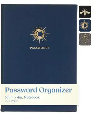 Password Keeper Book with Alphabetical Tabs Hardcover Organizer | Discreet Black Faux Leather Cover, Compact 5.75x4 in Size to Store Website Logins, Card Details and Contacts Password Keeper Book with Alphabetical Tabs Hardcover Organizer | Discreet Black Faux Leather Cover, Compact 5.75x4 in Size to Store Website Logins, Card Details and Contacts
