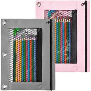 Pencil Pouch for 3 Ring Binder, 2 Pack Fabric Binder Pouch with 2 Pockets, Pencil Bags with Zipper and Reinforced Grommets, Pencil Cases for Binder Pencil Pouch for 3 Ring Binder, 2 Pack Fabric Binder Pouch with 2 Pockets, Pencil Bags with Zipper and Reinforced Grommets, Pencil Cases for Binder