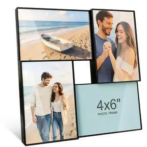 4x6 Collage Picture Frames, Multiple Photo Frame Collage for 4 Pcs 4 x 6 Photos, Wall Hanging or Tabletop, Lightweight Frame for Wall Decor, Black 1 Pack 4x6 Collage Picture Frames, Multiple Photo Frame Collage for 4 Pcs 4 x 6 Photos, Wall Hanging or Tabletop, Lightweight Frame for Wall Decor, Black 1 Pack