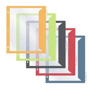 5-Tab Binder Pockets with Write-On Index Tabs, Assorted Colors, 8.5 x 11 Inches, 5 Pockets per Set (06650) 5-Tab Binder Pockets with Write-On Index Tabs, Assorted Colors, 8.5 x 11 Inches, 5 Pockets per Set (06650)