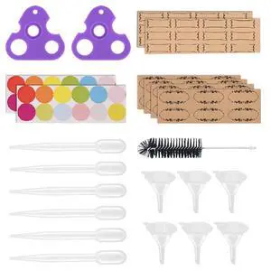 Essential Oil Tools Essential Oil Opener Essential Oil Key Tool for Essential Oil Accessories Includes 2 Openers, 6 Droppers, 6 Funnels, 72 Labels And Brush Tools Set for Glass Roll On Bottles Essential Oil Tools Essential Oil Opener Essential Oil Key Tool for Essential Oil Accessories Includes 2 Openers, 6 Droppers, 6 Funnels, 72 Labels And Brush Tools Set for Glass Roll On Bottles