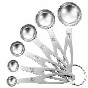 6Pcs Measuring Spoons Set, Stainless Steel Kitchen Measure Tools | 1/8 tsp to 1 tbsp Sizes, Clear Size Markings, Dry and Liquid Ingredients, Coffee, Spices, Protein Powder 6Pcs Measuring Spoons Set, Stainless Steel Kitchen Measure Tools | 1/8 tsp to 1 tbsp Sizes, Clear Size Markings, Dry and Liquid Ingredients, Coffee, Spices, Protein Powder