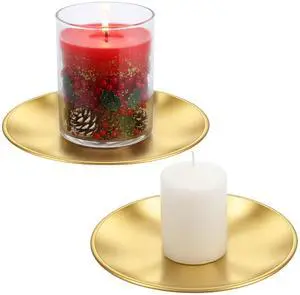 2 Pack Gold Pillar Candle Holders Decor, 5.5 Inch Round Flat Candle Tray for Pillar Scented Ball Candles Decorative Candle Stand for Coffee Table Decor Wedding Party Home Decor 2 Pack Gold Pillar Candle Holders Decor, 5.5 Inch Round Flat Candle Tray for Pillar Scented Ball Candles Decorative Candle Stand for Coffee Table Decor Wedding Party Home Decor