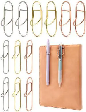 12 Pcs Metal Pen Clips, Colorful Pen Holder Clips for Notebook Journal and Book, Paper Clips Bookmarks for Students, Professionals, and Teachers (2 Sizes) 12 Pcs Metal Pen Clips, Colorful Pen Holder Clips for Notebook Journal and Book, Paper Clips Bookmarks for Students, Professionals, and Teachers (2 Sizes)