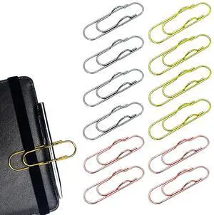 12-Pack Metal Pen Clips Gold, Silver & Rose Gold Paperclip Pen Holders for Notebooks, Journals & Office Use 12-Pack Metal Pen Clips Gold, Silver & Rose Gold Paperclip Pen Holders for Notebooks, Journals & Office Use