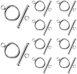 10 Sets Toggle Clasps for Jewelry Making Round Iq Toggle Clasps & T-Bar Clasps Jewelry Clasp and Closure for Necklace Bracelet Stainless Steel Round Ring Toggle Connectors for DIY Craft (Silver 10 Sets Toggle Clasps for Jewelry Making Round Iq Toggle Clasps & T-Bar Clasps Jewelry Clasp and Closure for Necklace Bracelet Stainless Steel Round Ring Toggle Connectors for DIY Craft (Silver