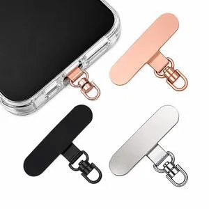 Phone Tether Tab, 360° Swivel Stainless Steel Lanyard Patch, 3-Pack | Black, rose gold, and silver finishes; no-adhesive installation for compatible full-coverage cases; straps not included. Phone Tether Tab, 360° Swivel Stainless Steel Lanyard Patch, 3-Pack | Black, rose gold, and silver finishes; no-adhesive installation for compatible full-coverage cases; straps not included.