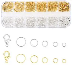 5 Sizes Silver and Gold Open Jump Rings, 500PCS O Rings and Lobster Clasps, Small and Large Jump Rings for Jewelry Making and Keychains 5 Sizes Silver and Gold Open Jump Rings, 500PCS O Rings and Lobster Clasps, Small and Large Jump Rings for Jewelry Making and Keychains