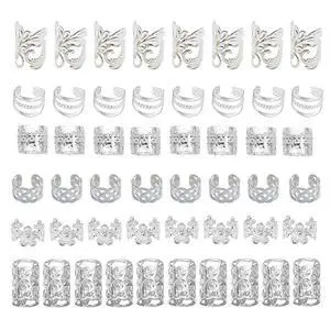 60Pcs Hair Jewelry Braid Cuffs Silver hair Jewels for Women Dreadlock Hair Charms Adjustable Hair Rings Loc Decorations Accessories 60Pcs Hair Jewelry Braid Cuffs Silver hair Jewels for Women Dreadlock Hair Charms Adjustable Hair Rings Loc Decorations Accessories