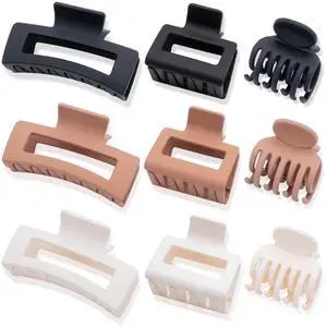 9PCS Matte Hair Clips for Women - Large Claw Clips for Thick and Thin Hair, Small and Mini Hair Clips, Strong Hold Hair Claw Clips, Ideal for All Hair Types, Neutral Colors 9PCS Matte Hair Clips for Women - Large Claw Clips for Thick and Thin Hair, Small and Mini Hair Clips, Strong Hold Hair Claw Clips, Ideal for All Hair Types, Neutral Colors