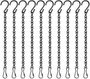 9.5 Inch Plant Hooks for Hanging Baskets,Black Hanging Chains with S Hook and Clip for Planters, Bird Feeders,Chalkboards, Basket, Lanterns,Lanterns Indoor Outdoor Decorative 9.5 Inch Plant Hooks for Hanging Baskets,Black Hanging Chains with S Hook and Clip for Planters, Bird Feeders,Chalkboards, Basket, Lanterns,Lanterns Indoor Outdoor Decorative