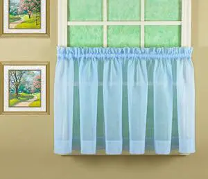 Emelia Original Voile Tier Pair 24", Sky Blue, 60" W x 24" L Emelia Original Voile Tier Pair 24", Sky Blue, 60" W x 24" L