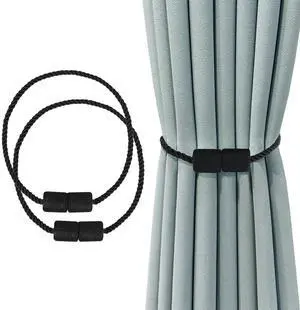 Cylinder Magnetic Curtain Tiebacks (2-Pack) - 21.6in Black Polyester Holdbacks for Sheer to Blackout Drapes | Indoor Outdoor Bedroom Office Decor Cylinder Magnetic Curtain Tiebacks (2-Pack) - 21.6in Black Polyester Holdbacks for Sheer to Blackout Drapes | Indoor Outdoor Bedroom Office Decor