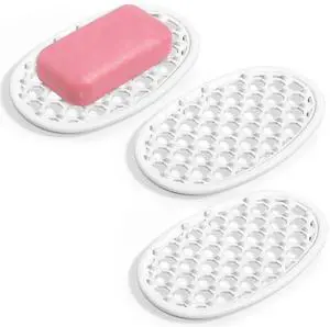 3PCS Soap Dish with Drainage Holes, Self Draining Silicone Soap Holder for Shower, Non-Slip Soaps Dish Tray for Bathroom Sink, Small Bar Soaps Saver Pad for Niche/Shelf Bathtub 3PCS Soap Dish with Drainage Holes, Self Draining Silicone Soap Holder for Shower, Non-Slip Soaps Dish Tray for Bathroom Sink, Small Bar Soaps Saver Pad for Niche/Shelf Bathtub