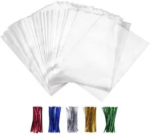 100PCS Cellophane Bags Clear Plastic Cello Bags 4x6 with 4" Twist Ties 5 Mix Colors - 1.4 mils Thick OPP Treat Bags for Gift Wrapping Packaging Decorations Storage (4'' x 6'') 100PCS Cellophane Bags Clear Plastic Cello Bags 4x6 with 4" Twist Ties 5 Mix Colors - 1.4 mils Thick OPP Treat Bags for Gift Wrapping Packaging Decorations Storage (4'' x 6'')