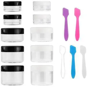 10 Pieces Makeup Travel Containers with Lids 0.11/0.18/0.35/0.53/0.7 OZ Size Cosmetic Jars with 5 Pieces Mini Spatulas for Gift(random color) 10 Pieces Makeup Travel Containers with Lids 0.11/0.18/0.35/0.53/0.7 OZ Size Cosmetic Jars with 5 Pieces Mini Spatulas for Gift(random color)