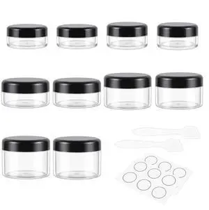 Travel Size Containers 10 Piece Small Travel Containers Multi Size Set | Leak Proof PS Jars, Multi Size Set, Reusable, Includes Labels & Spatulas, Ideal for Travel, Toiletries, Cream and Lotion Travel Size Containers 10 Piece Small Travel Containers Multi Size Set | Leak Proof PS Jars, Multi Size Set, Reusable, Includes Labels & Spatulas, Ideal for Travel, Toiletries, Cream and Lotion