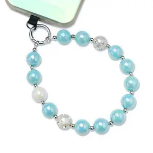 Aquamarine Rainbow Colorful Beaded Phone Strap for Women - Anti-Theft Hands-Free Lanyard, Multi-Use Charm Bracelet for Phone/Purse/Keys Aquamarine Rainbow Colorful Beaded Phone Strap for Women - Anti-Theft Hands-Free Lanyard, Multi-Use Charm Bracelet for Phone/Purse/Keys