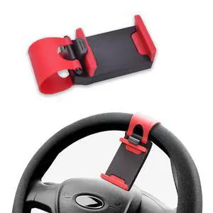 Car Steering Wheel Phone Holder, Portable No-Hands Smartphone Mount Clip | Adjustable Car Cradle, Universal Mobile Phone Mount for Most Devices Car Steering Wheel Phone Holder, Portable No-Hands Smartphone Mount Clip | Adjustable Car Cradle, Universal Mobile Phone Mount for Most Devices