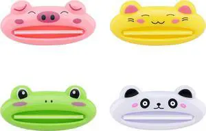 Cartoon Animal Plastic Frog Cat Panda Pig Shaped Toothpaste Cream Squeezers - Pack of 4 Mix Designs Cartoon Animal Plastic Frog Cat Panda Pig Shaped Toothpaste Cream Squeezers - Pack of 4 Mix Designs