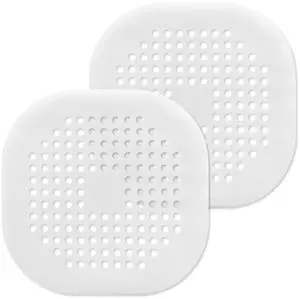 Square Drain Cover, 5.4 Inch, White, 2Pcs | TPR Hair Drain Catcher, Flat Silicone, For Bathroom, Kitchen Square Drain Cover, 5.4 Inch, White, 2Pcs | TPR Hair Drain Catcher, Flat Silicone, For Bathroom, Kitchen
