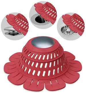 Silicone Drain Cover for Shower, Bathtub, Sink - Decorative Flower Strainer with Metal Weight & Large Holes - Stays Put, Prevents Clogs, Matches Bathroom Faucets, Flexible & Durable Silicone Drain Cover for Shower, Bathtub, Sink - Decorative Flower Strainer with Metal Weight & Large Holes - Stays Put, Prevents Clogs, Matches Bathroom Faucets, Flexible & Durable