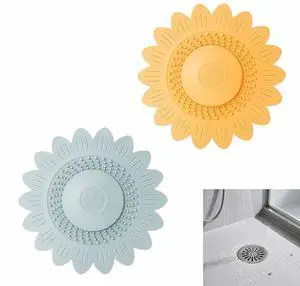 Sunflower Silicone Drain Cover,2-Pack Hair Catcher for Shower Tub Sink, Flower Shape Bathtub Drain Cover, Non-Slip Silicone Strainer for Kitchen Bathroom Laundry (Blue Yellow) Sunflower Silicone Drain Cover,2-Pack Hair Catcher for Shower Tub Sink, Flower Shape Bathtub Drain Cover, Non-Slip Silicone Strainer for Kitchen Bathroom Laundry (Blue Yellow)