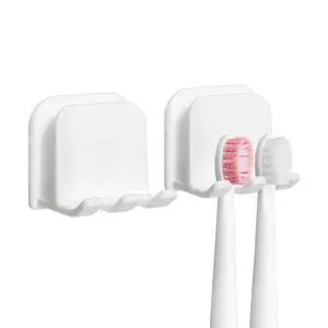 2-Piece Set of White self-Adhesive Wall-Mounted Waterproof Toothbrush Holders, Electric Toothbrush Holder for BathroomsSuitable for Bathroom Showers. 2-Piece Set of White self-Adhesive Wall-Mounted Waterproof Toothbrush Holders, Electric Toothbrush Holder for BathroomsSuitable for Bathroom Showers.