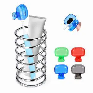 Stainless Steel Toothbrush Holder, Open Spring Design with 4 Covers | bathroom countertop organizer, electric toothbrush, razors, makeup brushes, color brush covers Stainless Steel Toothbrush Holder, Open Spring Design with 4 Covers | bathroom countertop organizer, electric toothbrush, razors, makeup brushes, color brush covers
