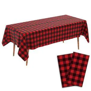 Red and Black Checkered Tablecloth, 2 PCS Plastic Buffalo Plaid Tablecloth 108" x 54" Disposable Tablecloth Waterproof Red Table Cloth Rectangle Table Cover for Picnic Birthday Christmas Party Decor Red and Black Checkered Tablecloth, 2 PCS Plastic Buffalo Plaid Tablecloth 108" x 54" Disposable Tablecloth Waterproof Red Table Cloth Rectangle Table Cover for Picnic Birthday Christmas Party Decor