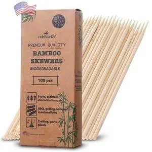 6 inch Wood Skewers bamboo thick pointy sticks for grilling Shish Kebob x100 pieces, Kitchen, Crafting and Party, Barbeque, Fondue, Long Toothpicks, Marshmallow Roasting for Campfire, Camping 6 inch Wood Skewers bamboo thick pointy sticks for grilling Shish Kebob x100 pieces, Kitchen, Crafting and Party, Barbeque, Fondue, Long Toothpicks, Marshmallow Roasting for Campfire, Camping