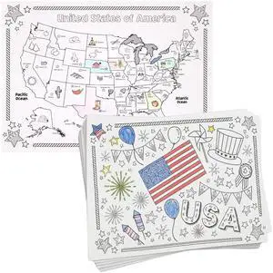 Patriotic Coloring Placemats 22 Double-Sided 14x10 Patriotic Coloring Placemats 22 Double-Sided 14x10