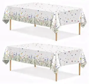 Spring Floral Party Tablecloth, 2 Pack Wildflower 54 x 108 Inch Tablecloth for Party Decorations, Butterfly Rectangular Table Cover, Disposable Plastic Table Cloth for Birthday and Celebration Event Spring Floral Party Tablecloth, 2 Pack Wildflower 54 x 108 Inch Tablecloth for Party Decorations, Butterfly Rectangular Table Cover, Disposable Plastic Table Cloth for Birthday and Celebration Event