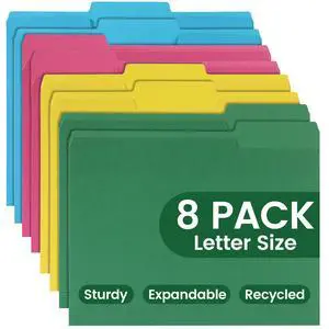 Colored File Folders 8 Packs, Letter Size, 1/3 Cut Tab. Chromatic Manila Folders 8.5 x 11 for Documents, File Folders with Foldable Lines for Easy Storage, Carpetas para Documentos for Office, School Colored File Folders 8 Packs, Letter Size, 1/3 Cut Tab. Chromatic Manila Folders 8.5 x 11 for Documents, File Folders with Foldable Lines for Easy Storage, Carpetas para Documentos for Office, School