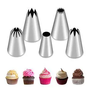 5Pcs Large Piping Tips Set, Stainless Steel Frosting Tips 5Pcs Large Piping Tips Set, Stainless Steel Frosting Tips