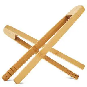 2-Pack 10 Inch Springless Natural Bamboo Food Tongs for Kitchen Cooking and BBQ Grilling 2-Pack 10 Inch Springless Natural Bamboo Food Tongs for Kitchen Cooking and BBQ Grilling