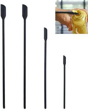 Mini Silicone Spatula Set- Small Rubber Spatula for Makeup- Thin Jar Scraper for Kitchen(4 PACK) (Black) Mini Silicone Spatula Set- Small Rubber Spatula for Makeup- Thin Jar Scraper for Kitchen(4 PACK) (Black)