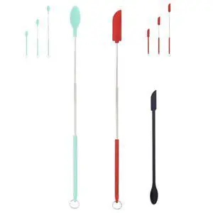 Mini Silicone Spatula Set Stretchable Makeup Spatulas Small Scooper and Spoon 2-in-1Tiny Spatula for Kitchen Bottle Beauty Jar, Adjustable Size and Reusable, 3Pcs Mini Silicone Spatula Set Stretchable Makeup Spatulas Small Scooper and Spoon 2-in-1Tiny Spatula for Kitchen Bottle Beauty Jar, Adjustable Size and Reusable, 3Pcs