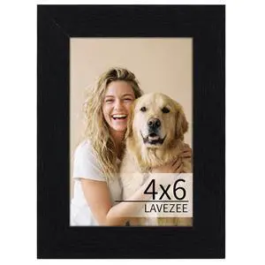 Lavezee 4x6 Picture Frame Black for Tabletop or Wall Wide 4 x 6 Picture Frame for Photos, Artwork, and Family Memories Made of MDF Lavezee 4x6 Picture Frame Black for Tabletop or Wall Wide 4 x 6 Picture Frame for Photos, Artwork, and Family Memories Made of MDF