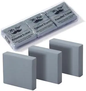 Kneaded Erasers, 1.44" x 1.36", 3 Pack, Gray | Soft Moldable Art Erasers for Charcoal, Graphite & Pastel Drawing, Precision Highlighting, Smudge Control Kneaded Erasers, 1.44" x 1.36", 3 Pack, Gray | Soft Moldable Art Erasers for Charcoal, Graphite & Pastel Drawing, Precision Highlighting, Smudge Control