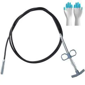 Drain Snake 79 Inch, Flexible Grabber Claw Hair Drain Clog Remover Tool | Hair Drain Cleaner with 1 Pair Reusable Gloves for Sink, Shower, Tub, Toilet, Bathroom and Kitchen Pipes, Home Use, Grey Drain Snake 79 Inch, Flexible Grabber Claw Hair Drain Clog Remover Tool | Hair Drain Cleaner with 1 Pair Reusable Gloves for Sink, Shower, Tub, Toilet, Bathroom and Kitchen Pipes, Home Use, Grey