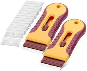 Razor Blade Scraper Tool, 2 Pack, 30 Extra Steel Blades, Anti-Slip Ergonomic Handle Design, Razor Scraper Set for Cleaning Window, Paint, Oven, Glass, Stove Razor Blade Scraper Tool, 2 Pack, 30 Extra Steel Blades, Anti-Slip Ergonomic Handle Design, Razor Scraper Set for Cleaning Window, Paint, Oven, Glass, Stove