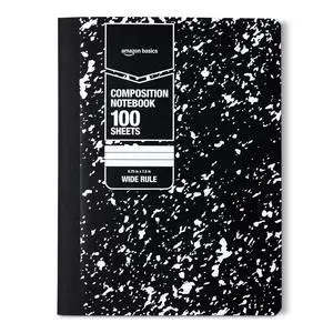 Composition Notebook, Wide Ruled, 100 Sheets, 1 pack, Marble Black, 9.75" x 7.5" for School, Home, and Office Use Composition Notebook, Wide Ruled, 100 Sheets, 1 pack, Marble Black, 9.75" x 7.5" for School, Home, and Office Use
