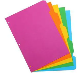 5 Part Dividers 1 Pack of 5 Tabbed Set for 3-Ring Binder, Page Separators for Home, Office, School Organization 8.5 x 11 Inches Bright Colors 5 Part Dividers 1 Pack of 5 Tabbed Set for 3-Ring Binder, Page Separators for Home, Office, School Organization 8.5 x 11 Inches Bright Colors