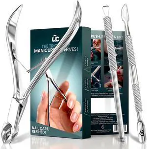 Cuticle Nipper with Pusher & Nail Scraper, Nail Trimmer Set | Professional Nail Care Manicure & Pedicure Kit, Cuticle Remover Tool Kit - Silver Cuticle Nipper with Pusher & Nail Scraper, Nail Trimmer Set | Professional Nail Care Manicure & Pedicure Kit, Cuticle Remover Tool Kit - Silver