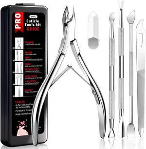 5 Pack Cuticle Trimmer Set with Pusher Cutter Clipper Remover Tool | Professional, Home Pedicure, Stainless Steel, Rustproof, Comfortable Handle, Durable for Years, Storage Case & Manual 5 Pack Cuticle Trimmer Set with Pusher Cutter Clipper Remover Tool | Professional, Home Pedicure, Stainless Steel, Rustproof, Comfortable Handle, Durable for Years, Storage Case & Manual