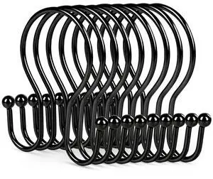 12PCS Shower Curtain Hooks, Sturdy Metal Black Shower Curtain Rings | Glide Roller Double Shower Hooks, Rust Proof Anti-Drop Curtain Hooks, Smooth Sliding Rings for Bathroom Shower Rods Curtains 12PCS Shower Curtain Hooks, Sturdy Metal Black Shower Curtain Rings | Glide Roller Double Shower Hooks, Rust Proof Anti-Drop Curtain Hooks, Smooth Sliding Rings for Bathroom Shower Rods Curtains