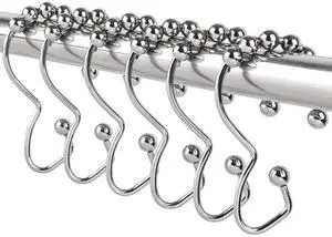 Metal Shower Curtain Hooks, 12 Pcs Metal Shower Curtain Rings | Rustproof Shower Curtain Rings, Multi-Functional Shower Hooks for Shower Curtain, Kitchen Utensils, Clothing, Towels, Chrome Metal Shower Curtain Hooks, 12 Pcs Metal Shower Curtain Rings | Rustproof Shower Curtain Rings, Multi-Functional Shower Hooks for Shower Curtain, Kitchen Utensils, Clothing, Towels, Chrome